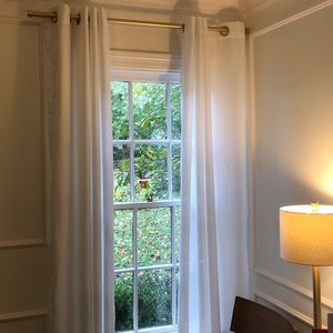 White, light filtering 2 panel curtains 96”